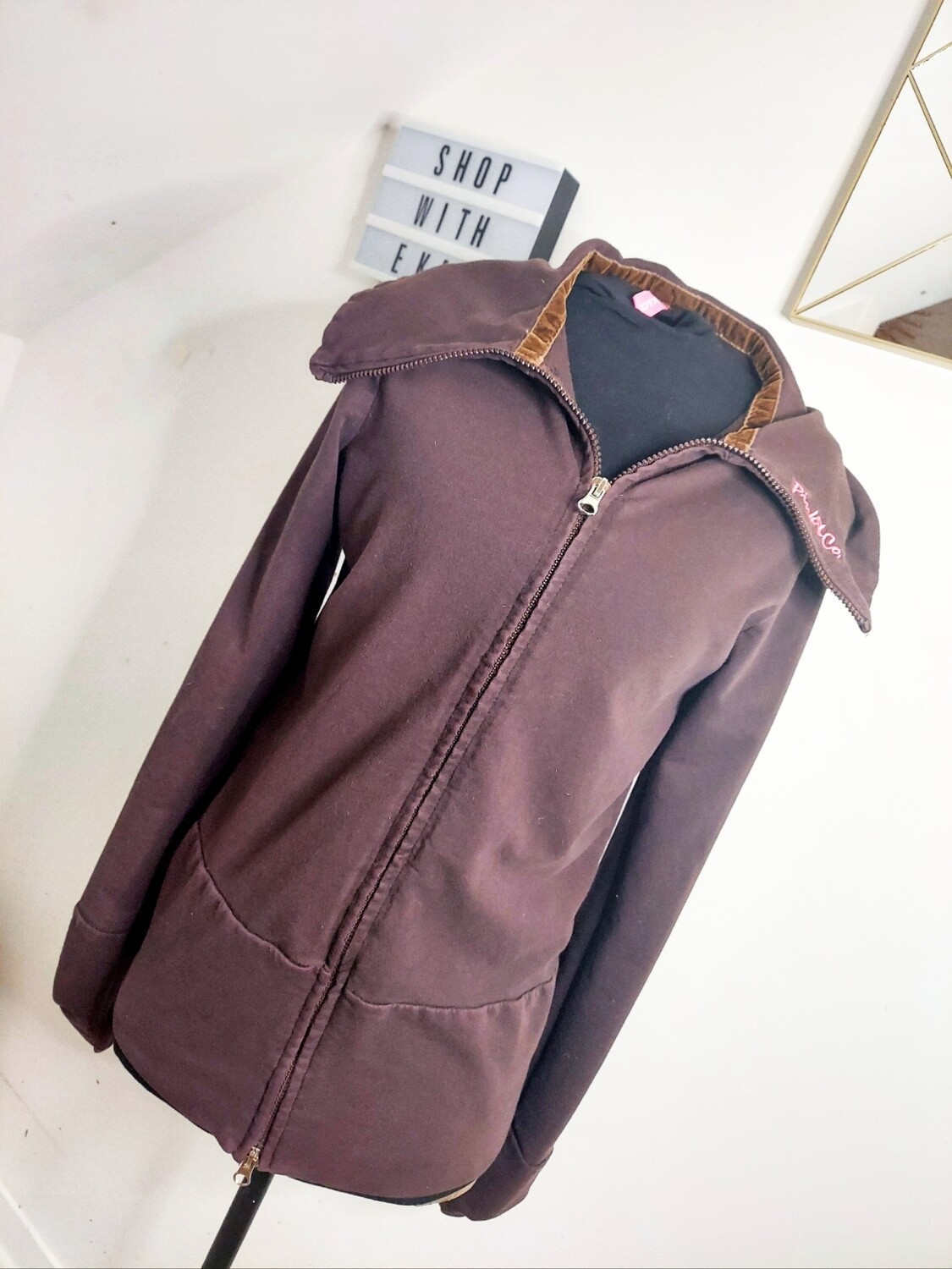 Used brown pink brand zippy sweater
