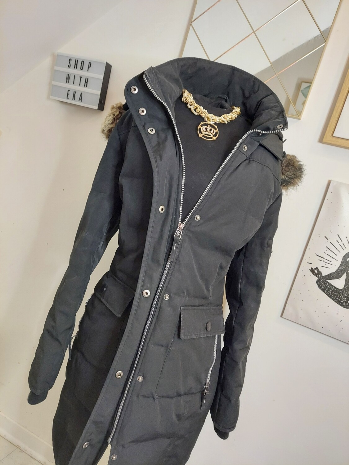 used black winter coat