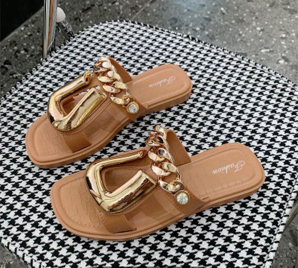 Tan Sandles with gold accents