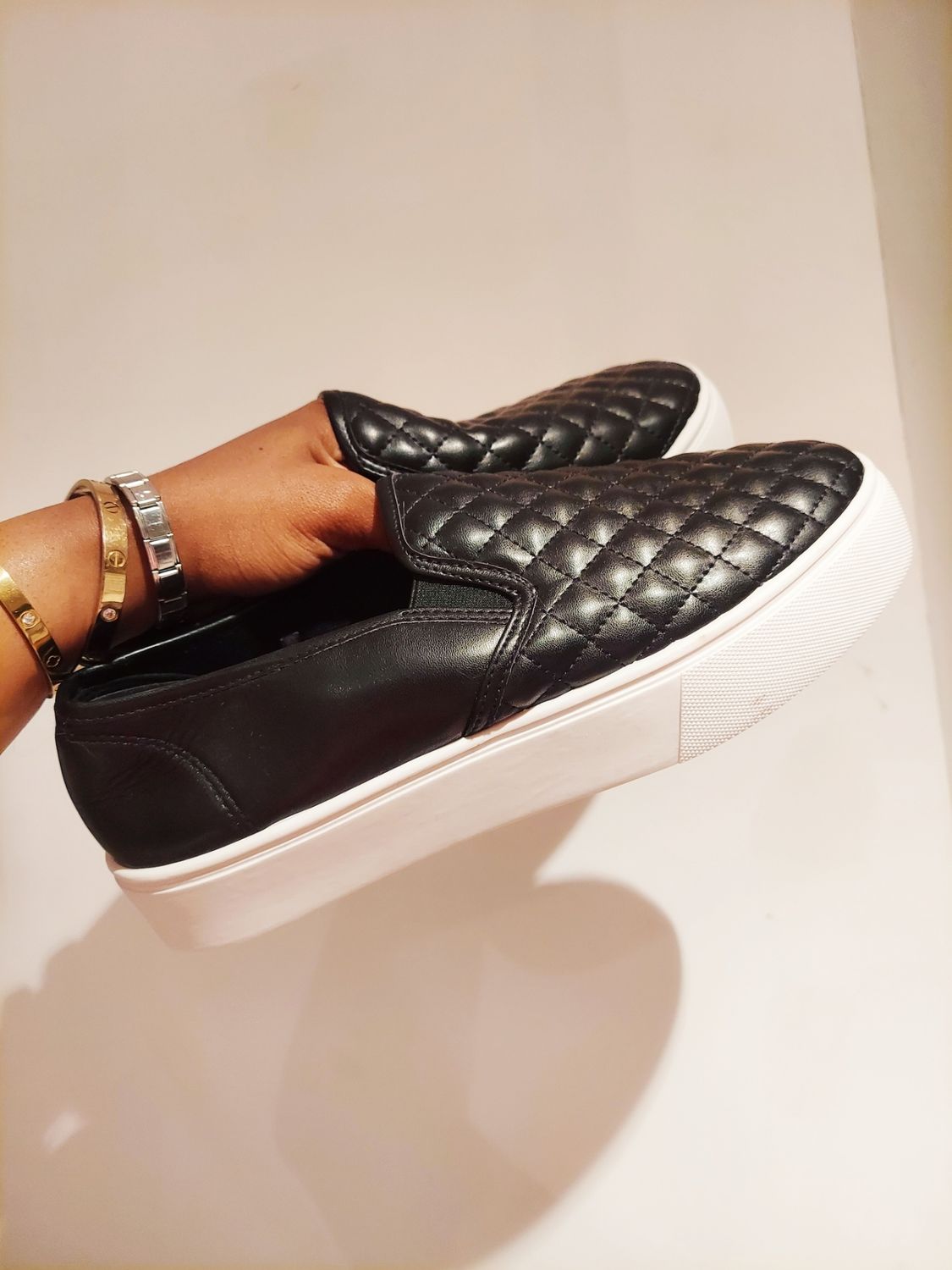 Quilted faux leather shoe