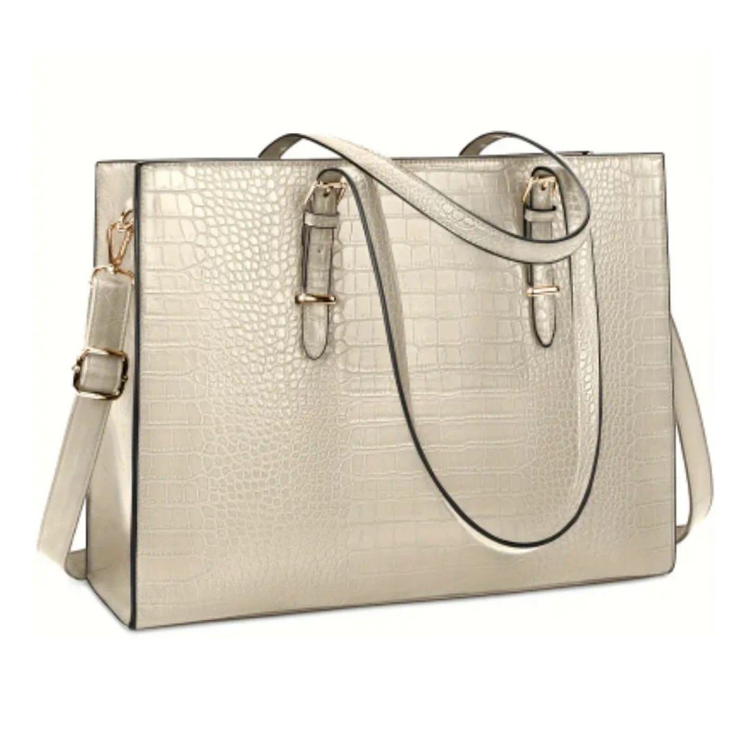 Beige faux leather work / laptop bag