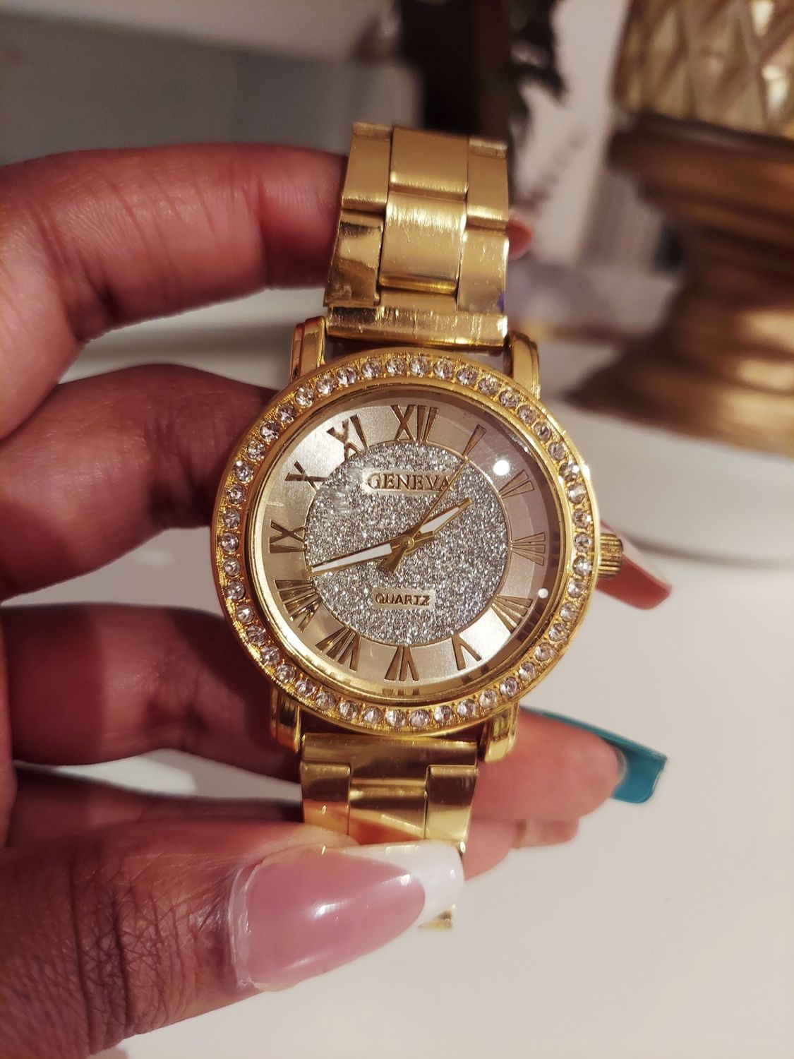 Gold bling watch
