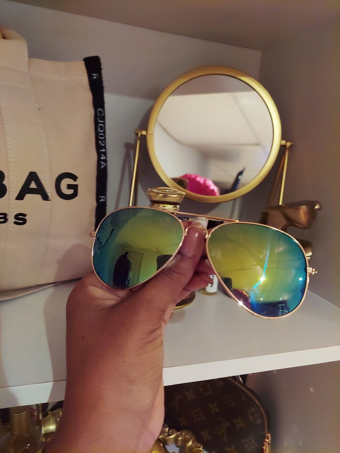 Gold aviator style iridescent sunglasses (ADD ON ITEM)