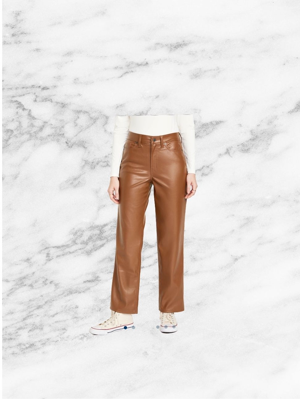 NEW High rise caramel brown faux leather pants size 12