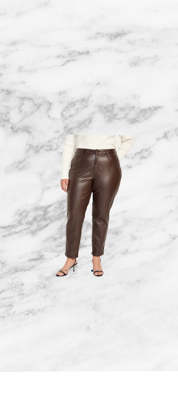 NEW High rise chocolate brown faux leather pants size 12