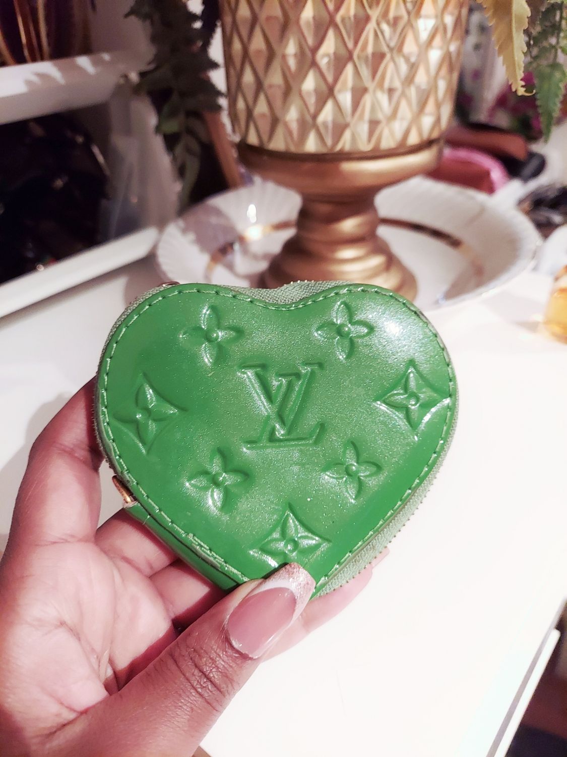 Green heart coin purse