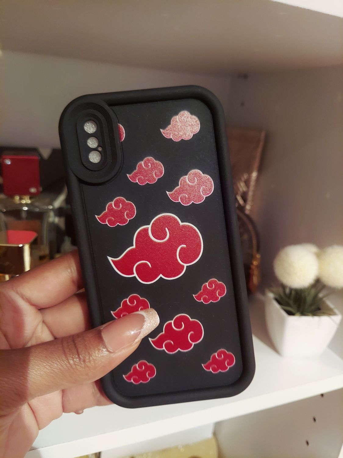 Black naruto itachi iphone XS case (ADD ON ITEM)