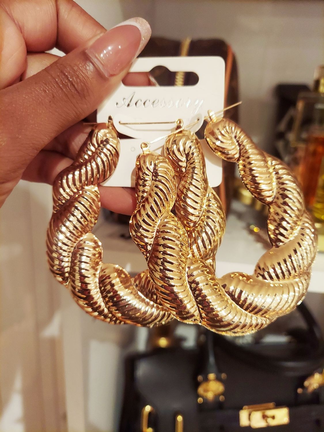 NEW Large gold door knocker earrings