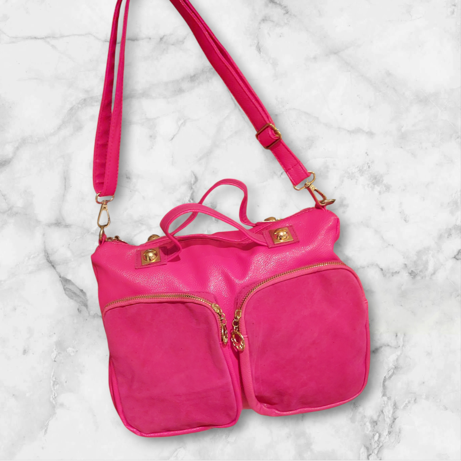 Used pink faux leather y2k bag