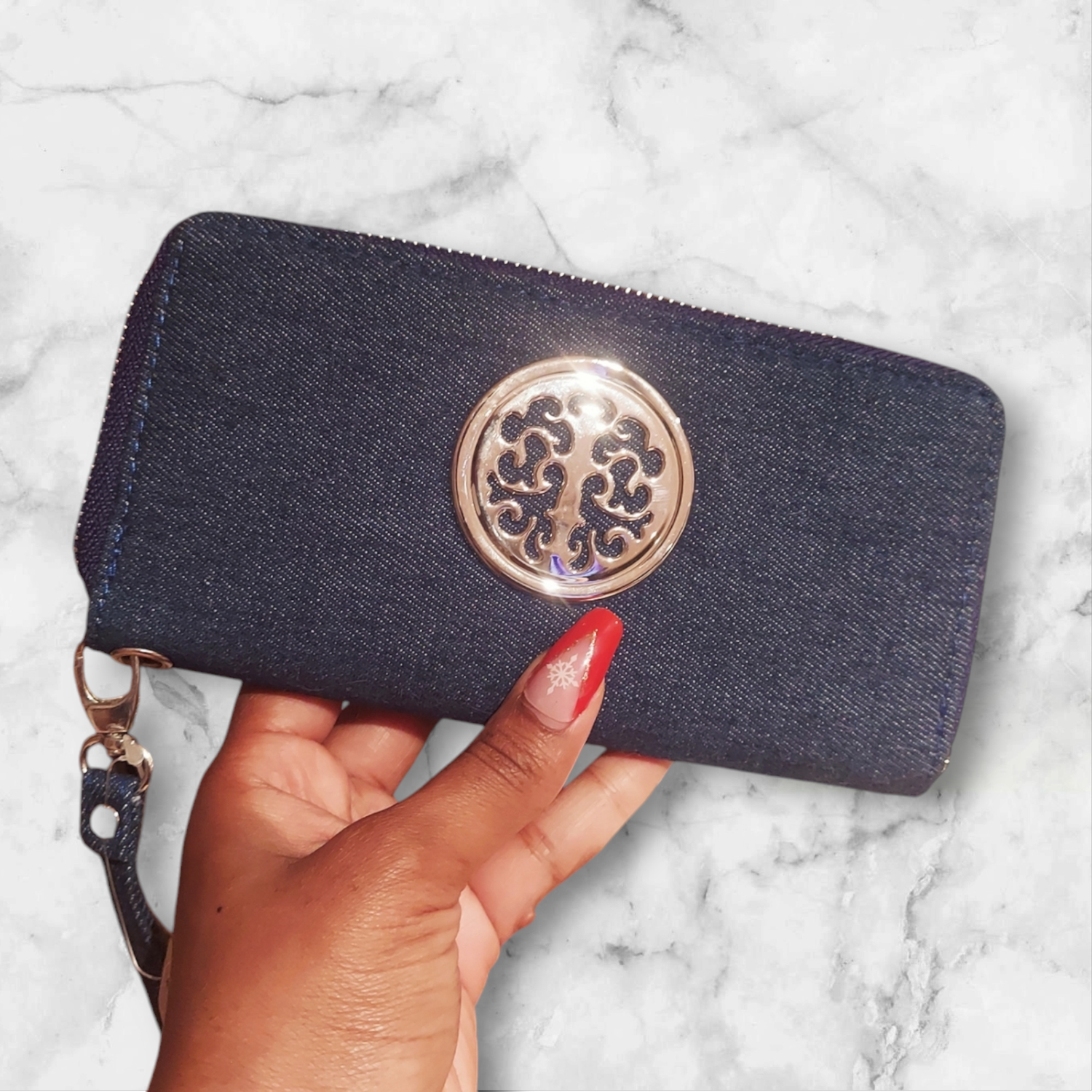 New blue jean long zippy wallet