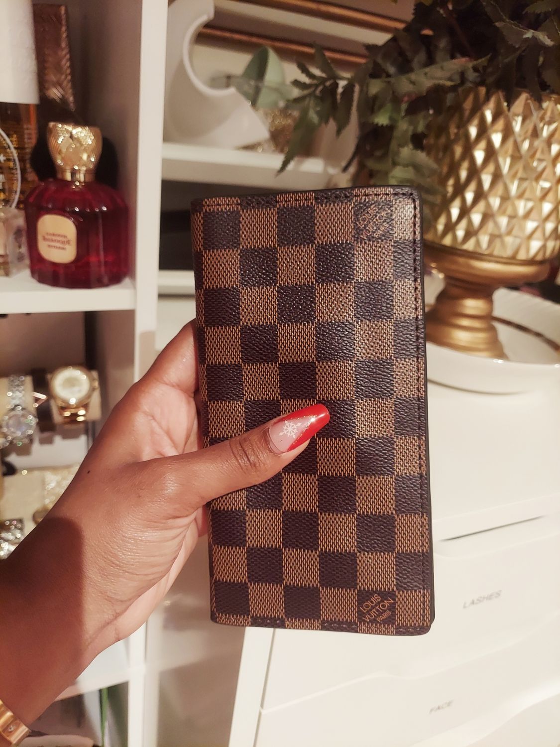 Brown checkered wallet
