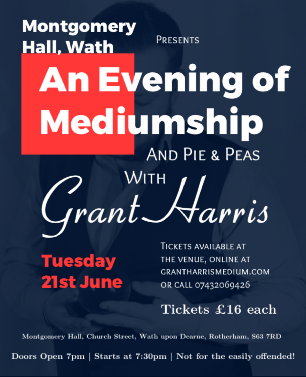 Evening of Mediumship with Pie & Peas, Montgomery Hall, Wath, Tue 21st June 2022