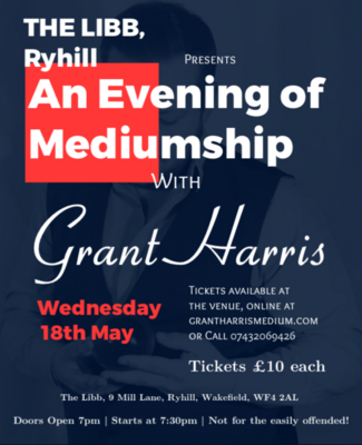 Evening Of Mediumship, The Libb Ryhill, Wed 18th May 2022