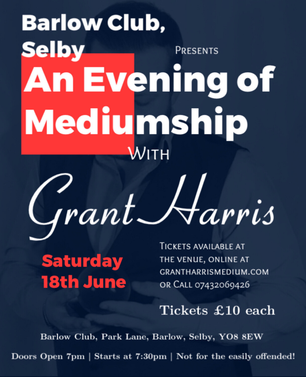 Evening of Mediumship, Barlow Club, Selby, Sat 18th June 2022