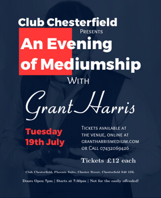 Evening of Mediumship, Club Chesterfield, Tuesday 19th July 2022