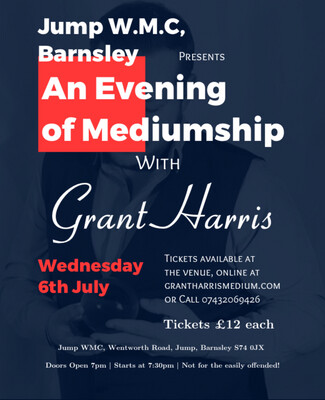 Evening of Mediumship, Jump WMC, Barnsley, Weds 6th July 2022
