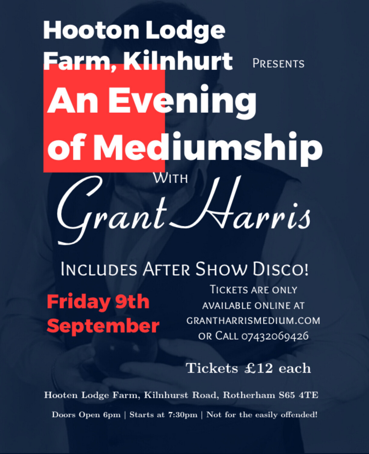 Evening of Mediumship & After Show Disco, Hooton Lodge Farm, Fri 9th September 2022