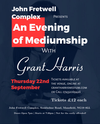 Evening of Mediumship, John Fretwell Complex, Thu 22nd September 2022