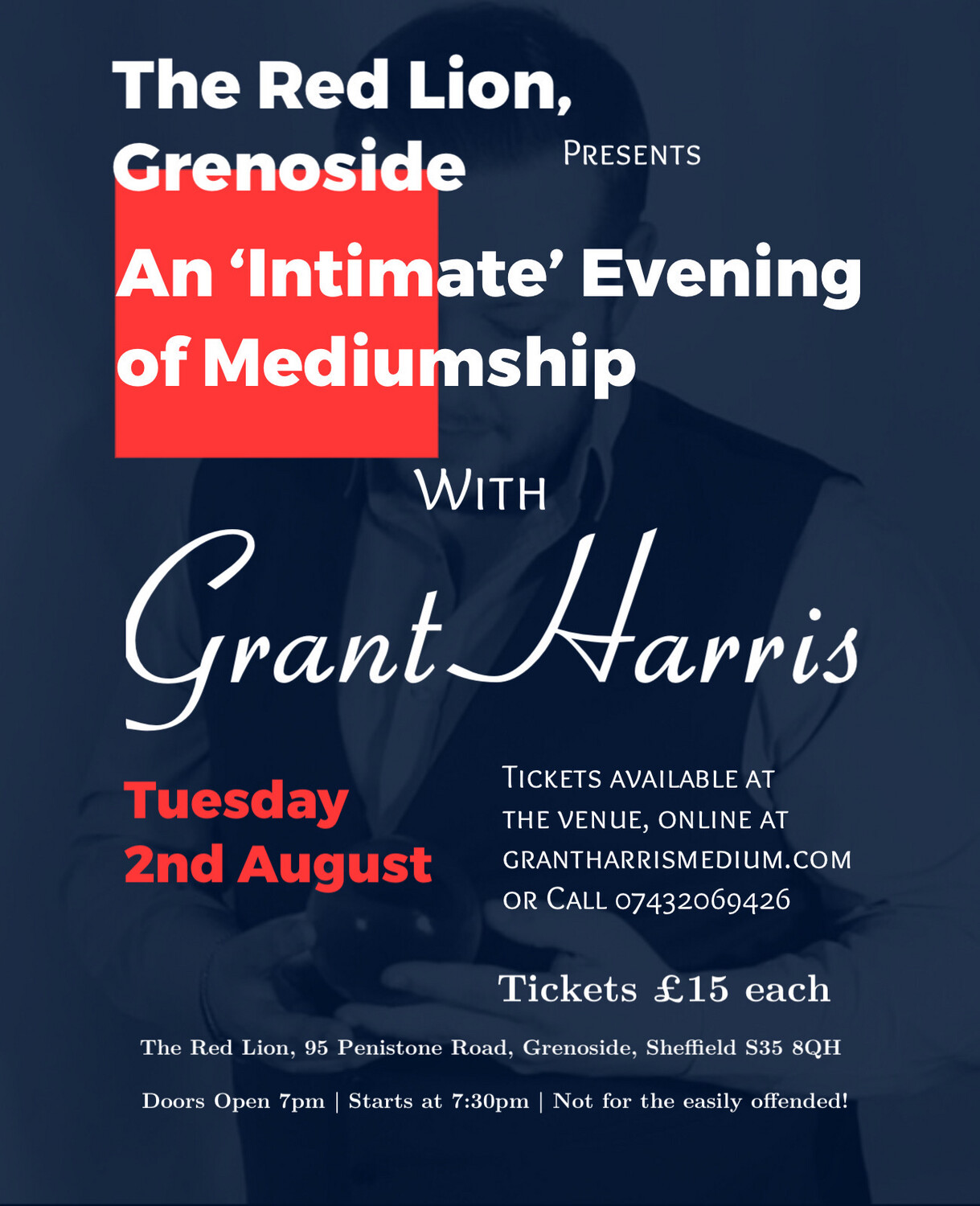 An ‘Intimate’ Evening of Mediumship, The Red Lion, Genonisde Sheffield, Tues 2nd August 2022