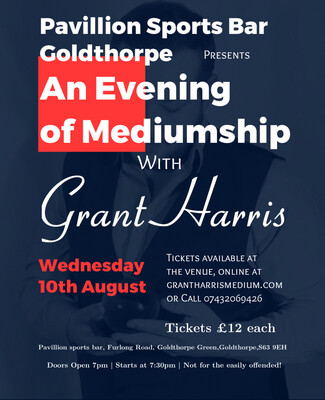 Evening of Mediumship, Pavilion Sports Bar, Goldthorpe, Weds 10th Aug 2022