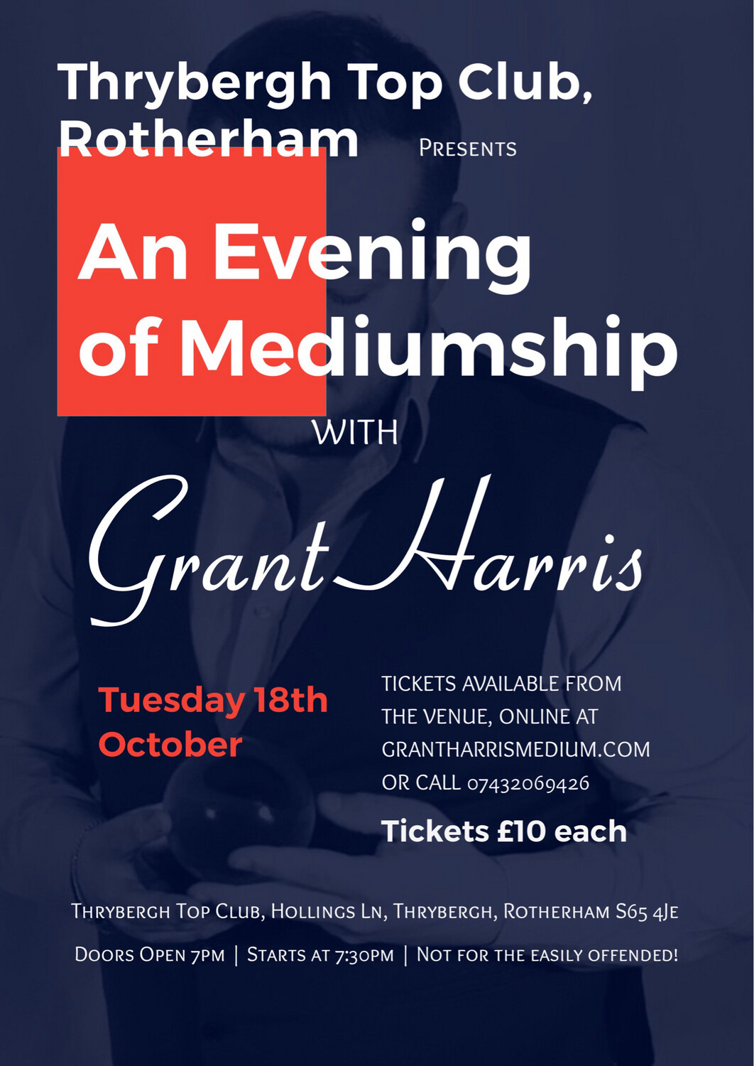 Evening of Mediumship, Thrybergh Top Club, Tues 18th Oct 2022