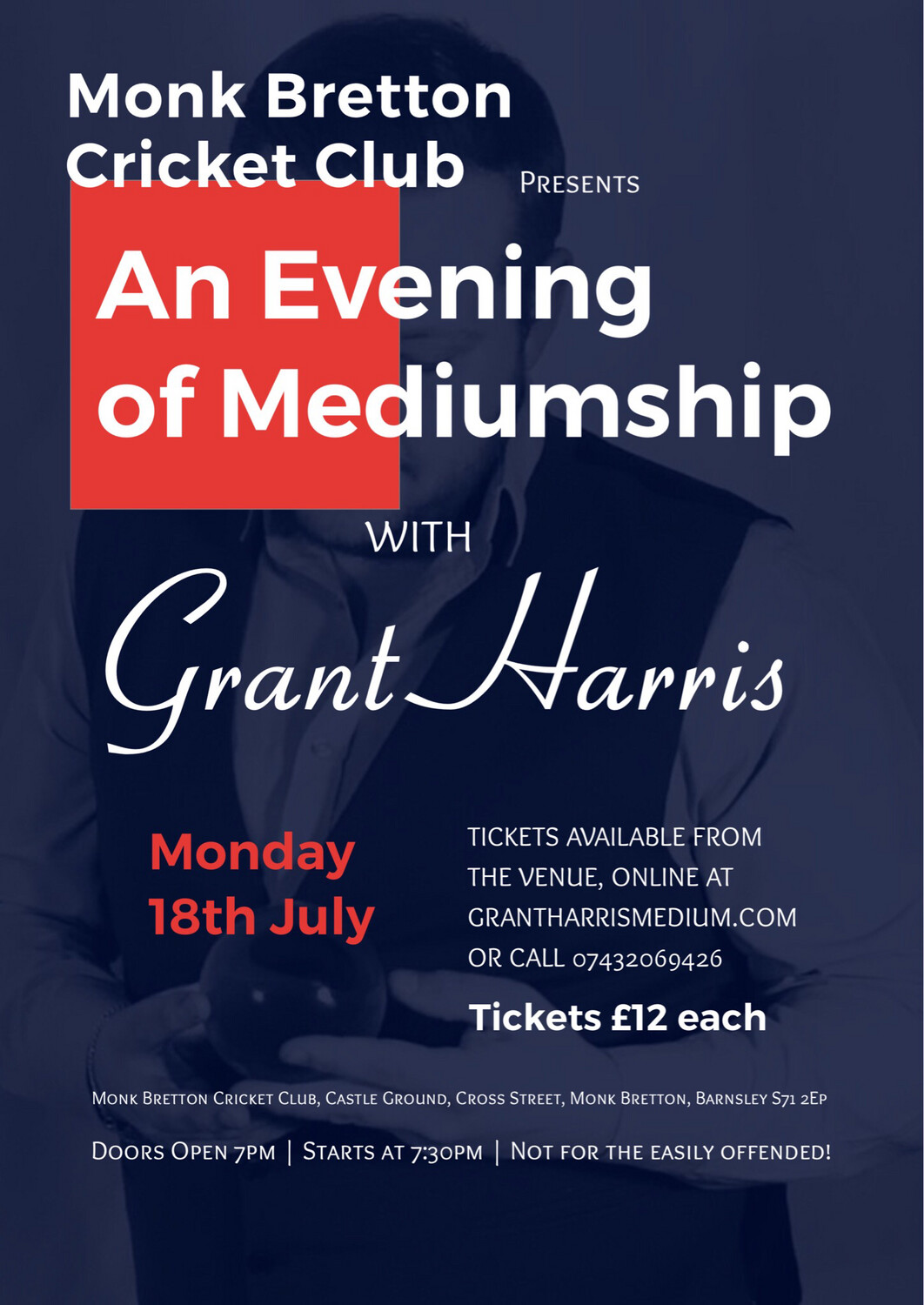 Evening of Mediumship, Monk Bretton Cricket Club, Barnsley, Mon 18th July 2022