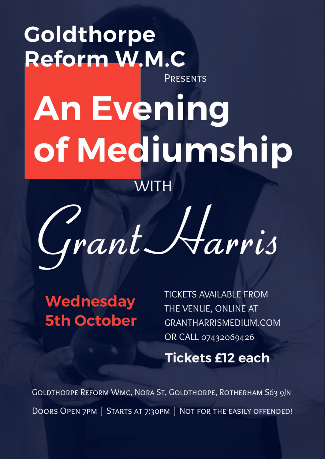Evening of Mediumship, Goldthorpe Reform WMC, Wednesday 5th October 2022