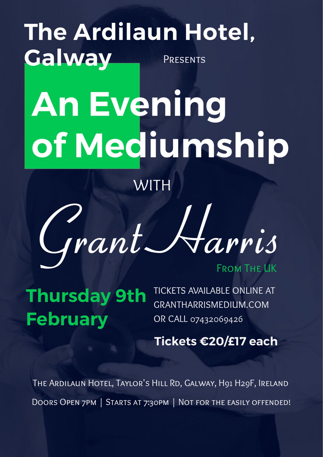 Evening of Mediumship, The Ardilaun Hotel, Galway IRELAND - Thurs 9th Feb 2023