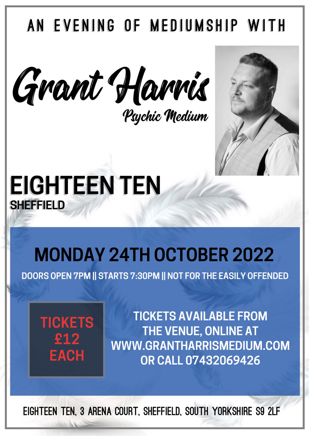 Evening of Mediumship, Eighteen Ten, Sheffield, Mon 24th Oct 2022