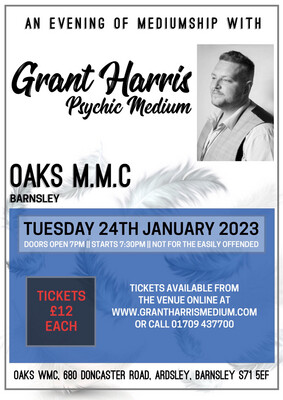 Oaks WMC, Ardsley Barnsley, Tuesday 24th January 2023 (+ upcoming dates)