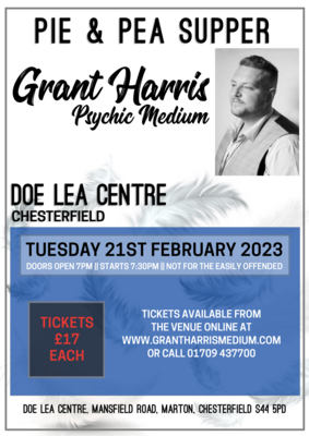 Doe Lea Centre, Chesterfield, Tuesday 21st February 2023 & Supper included