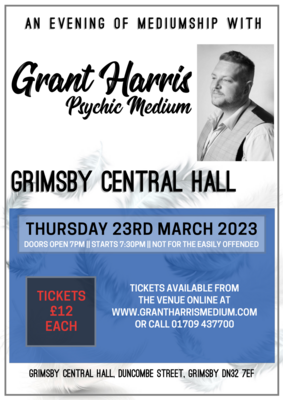 Evening of Mediumship, Grimsby Central Hall, Thursday 23rd March 2023