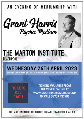The Marton Institute, Blackpool, Wednesday 26th April 2023
