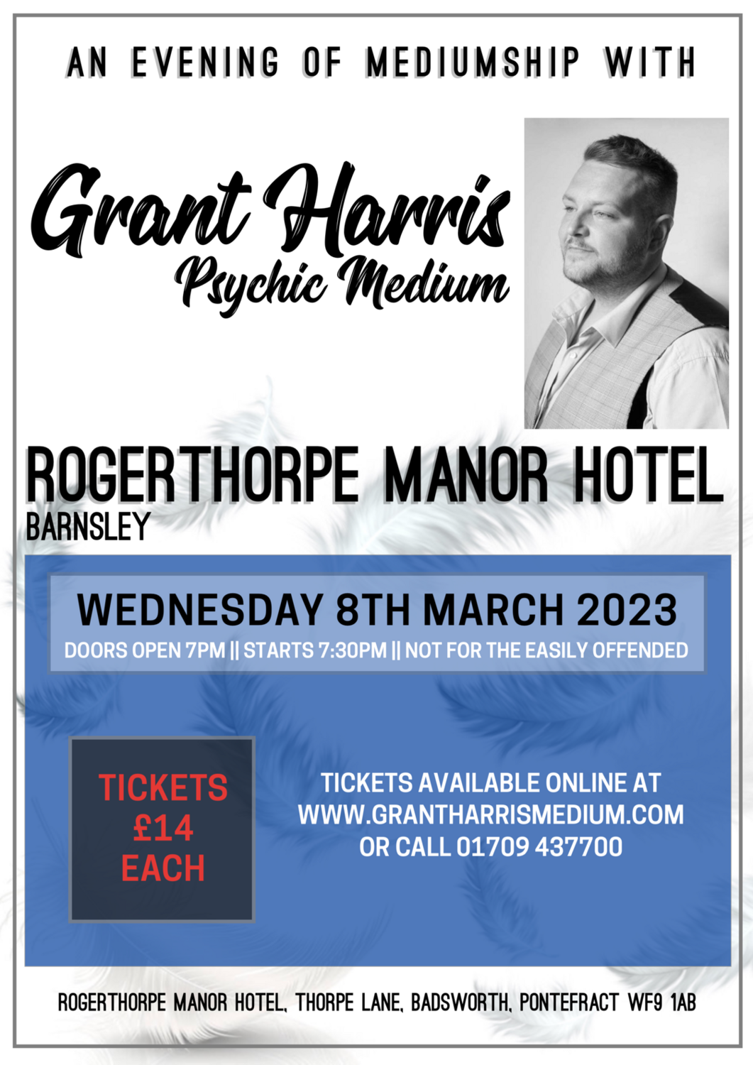 Rogerthorpe Manor Hotel, Pontefract, Wednesday 8th March 2023