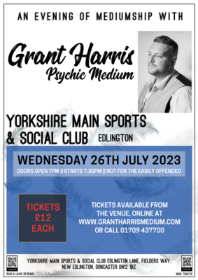 Yorkshire Main Sports & Social Club, Wednesday 26th July 2023