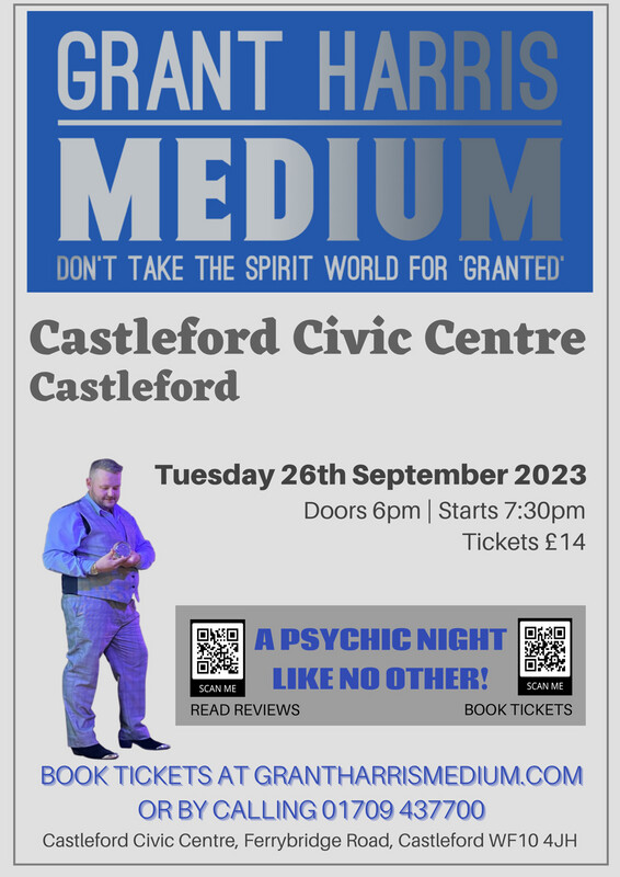 Psychic mediumship evening at Castleford. Castleford Civic Centre events.