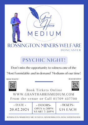 Psychic Night | Rossington Miners Welfare, Doncaster, Tue 20th February 2024