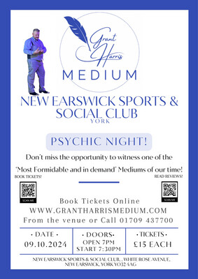 Psychic Night | New Earswick Sports & Social Club, York, Wed 9th October 2024
