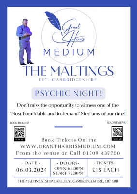 Psychic Night | The Maltings, Ely, Cambridgeshire, Weds 6th March 2024