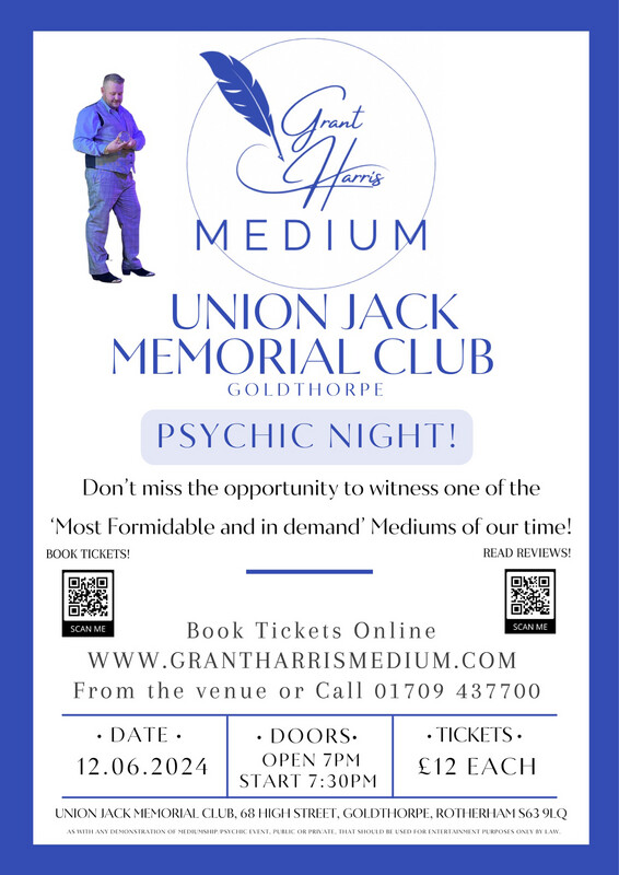 Psychic Night | Union Jack Memorial Club, Goldthorpe, Wed 12th June 2024