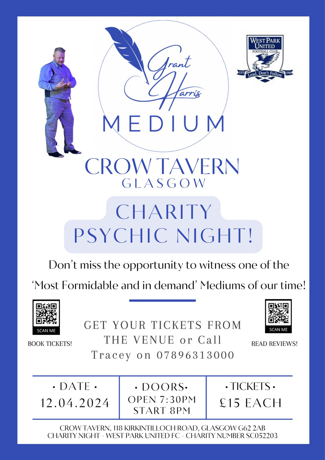 Psychic Night | Crow Tavern Charity Night, Glasgow, Fri 12th April 2024