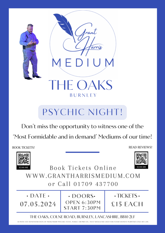 Psychic Night | The Oaks, BURNLEY, Tuesday 7th May 2024