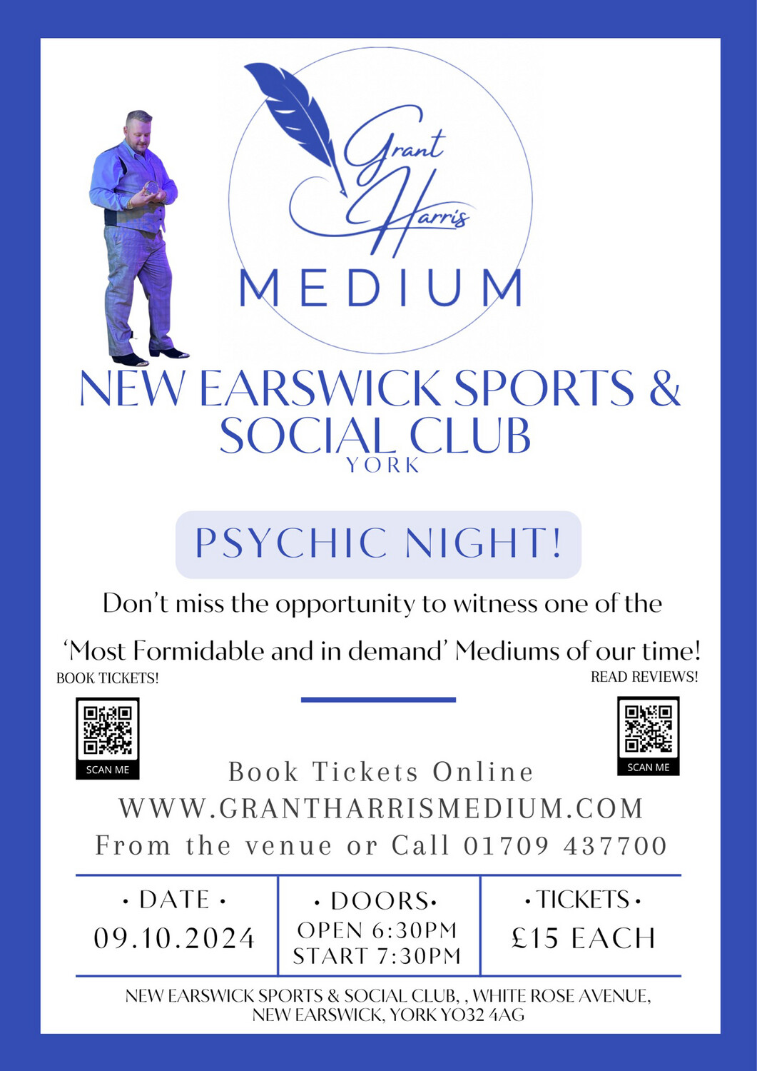 Psychic Night | New Earswick Sports & Social Club, York, Wed 9th October 2024