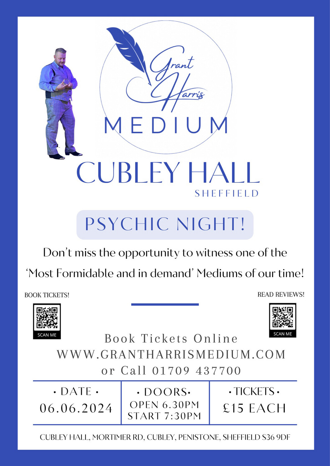 Psychic Night | Cubley Hall, Penistone, Sheffield, Thu 6th June 2024