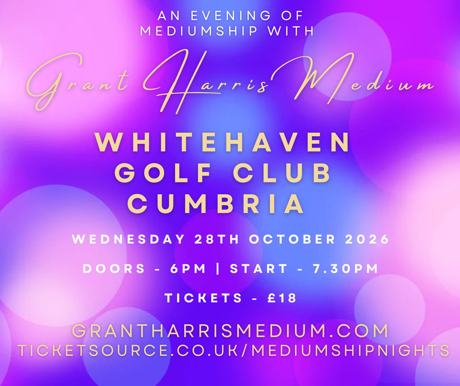 Psychic Night | Whitehaven Golf Club, Cumbria | 28.10.2026 - Also available on Ticketsource