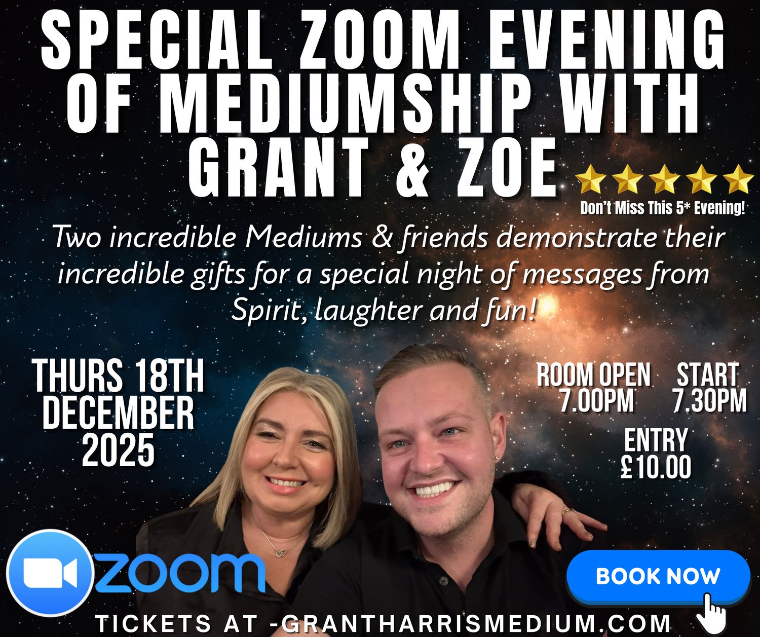 Psychic Night | SPECIAL Zoom Evening of Mediumship with Grant &amp; Zoe | 18.12.2025