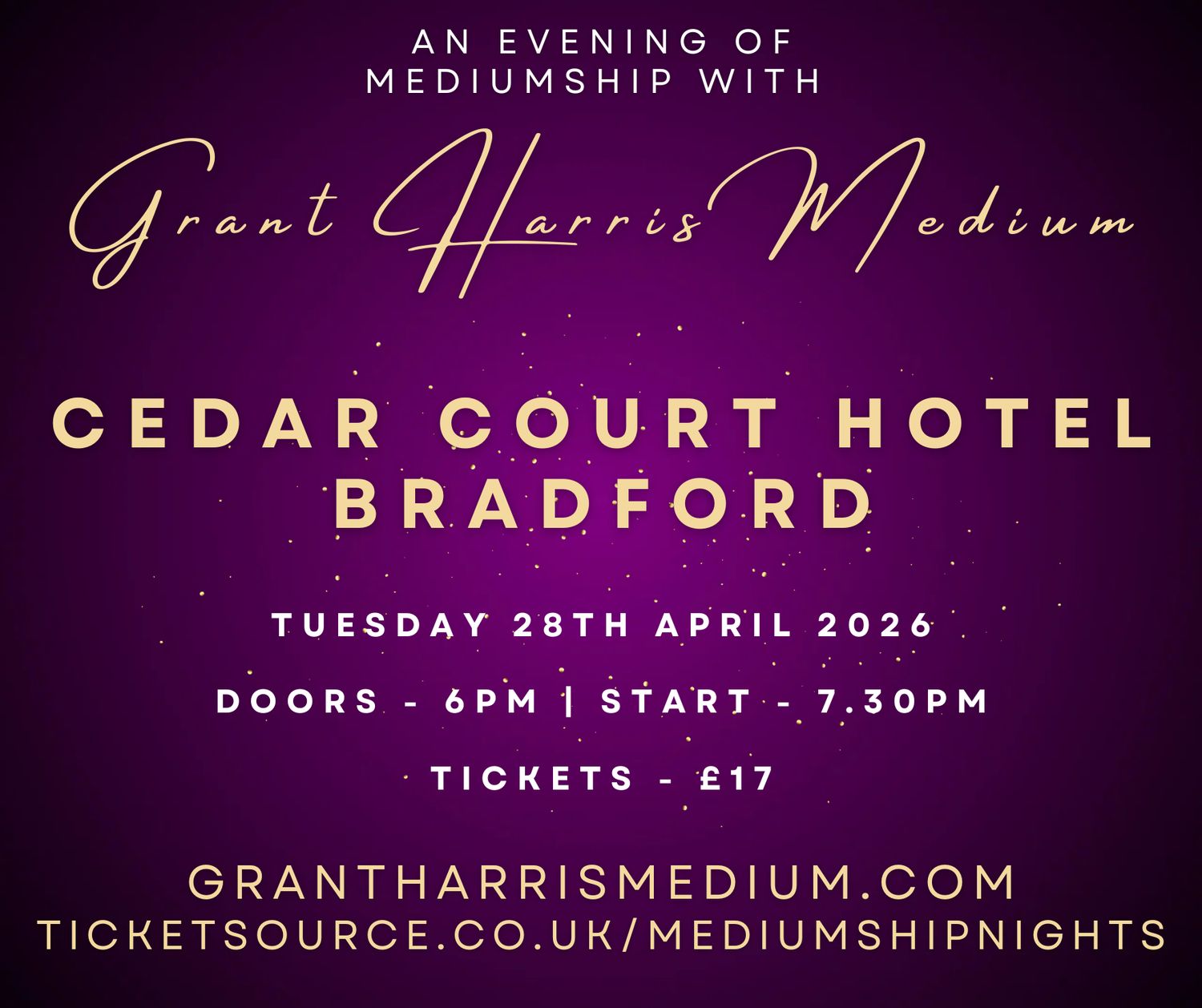 Psychic Night | Cedar Court Hotel, Bradford | 28.04.2026 - Also available on Ticketsource!