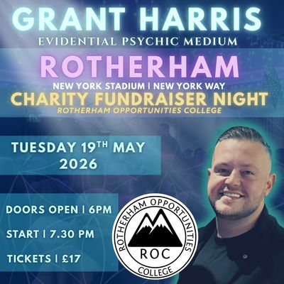 Psychic Night | New York Stadium, Rotherham | 19.05.2026 - **CHARITY NIGHT - FUNDRAISING FOR ROTHERHAM OPPORTUNITIES COLLEGE**TICKETSOURCE ONLY - BOOK ON LINK PROVIDED!