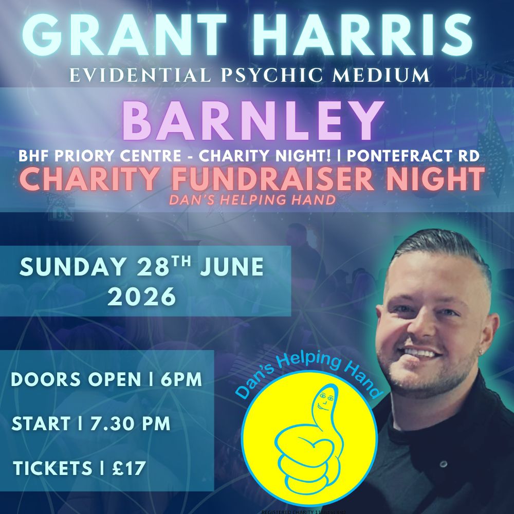 Charity Fundraiser Psychic Night | BHF Priory Centre, Barnsley | 28.06.2026 - TICKETSOURCE ONLY - BOOK ON LINK PROVIDED!