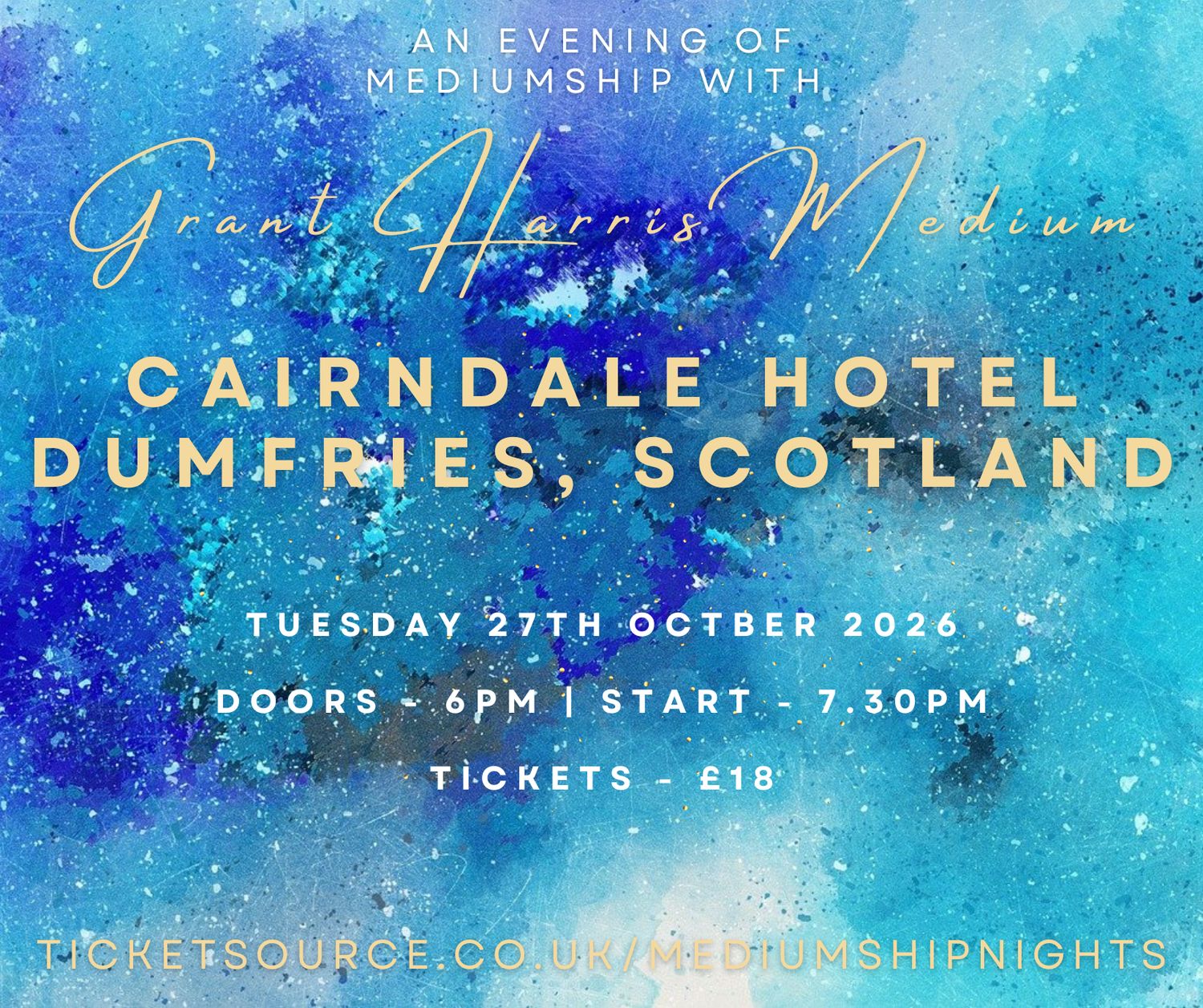 Psychic Night | The Cairndale Hotel, Dumfries, Scotland | 27.10.2026 - TICKETSOURCE ONLY - BOOK ON LINK PROVIDED!